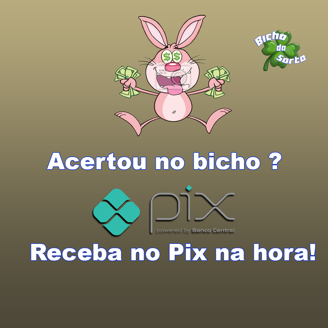Receba seu prêmio na hora via pix. Bicho da sorte
